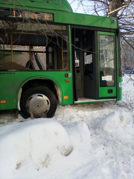 В Екатеринбурге автобус маршрута №1 врезался в дерево (фото)